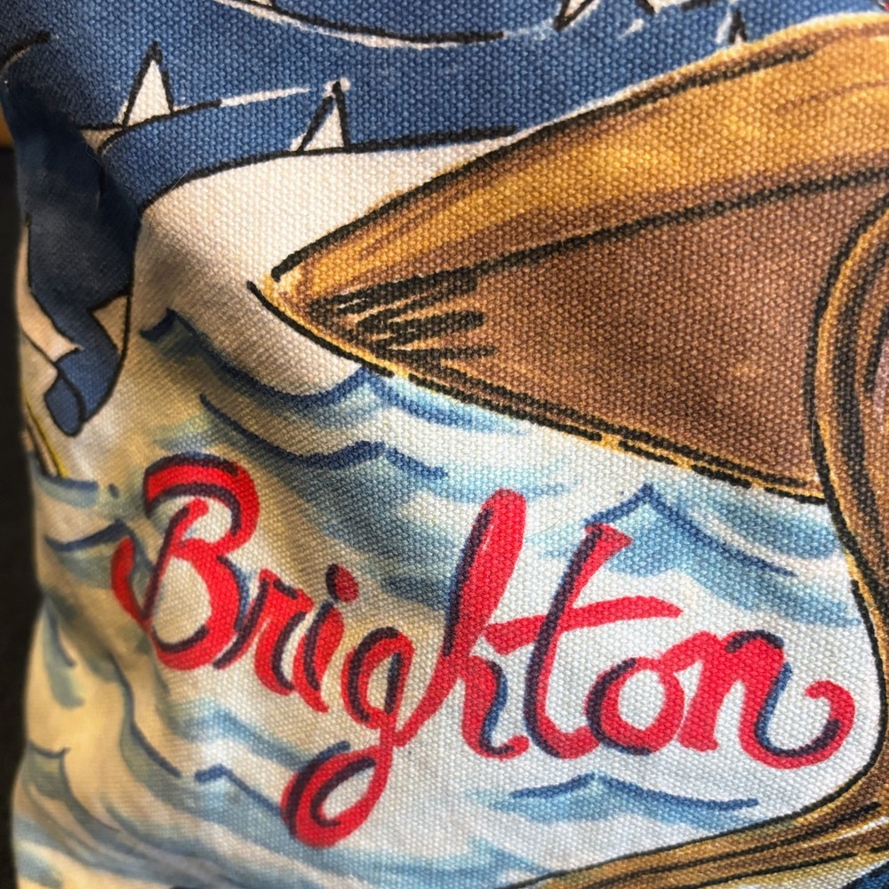 Brighton Canvas Tote Bag Chic Ahoy Nautical Theme Bag Shoulder Hand Painted - Picture 8 of 16